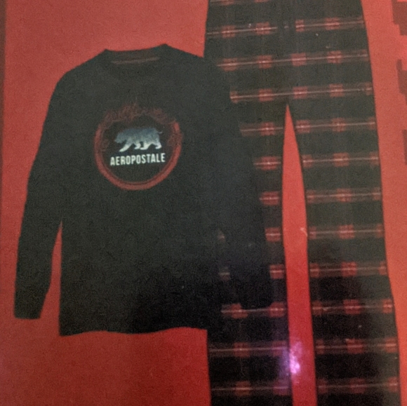 NWT Aeropostale Size Small A87 Fleece PJ Pants & Long Sleeve Crew Set - Picture 1 of 6